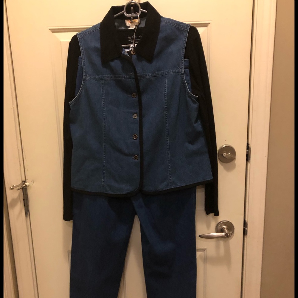 Talbots's Petite 2 piece Denim Vest & pants.